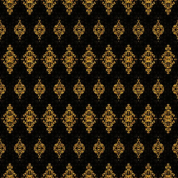 Golden Black Seamless Digital Decorative Background Scrapbook Paper Inches Dark — Stock Photo, Image