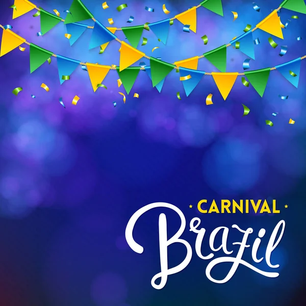 Quadrato Tutta Cornice Con Testo Del Carnevale Brasile Sfondo Sfumato — Vettoriale Stock