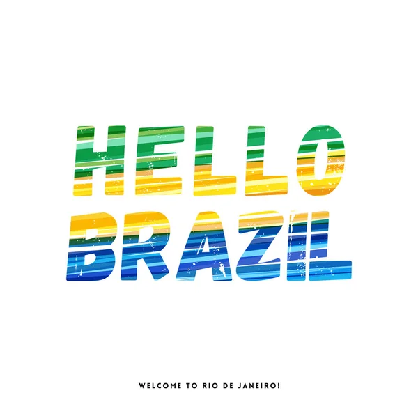 Ciao Brasile Benvenuti Rio Janeiro Biglietto Auguri Poster Design Turismo — Vettoriale Stock