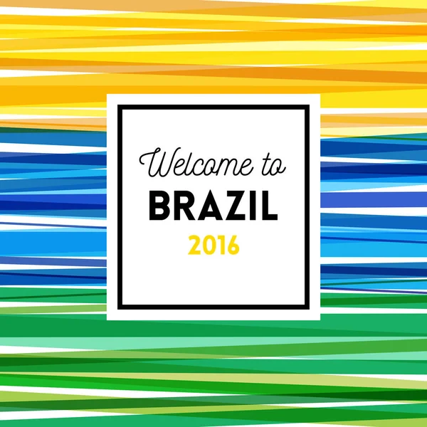 Bem Vindo Projeto Cartaz Cartão Brasil 2016 Com Listras Divertidas — Vetor de Stock