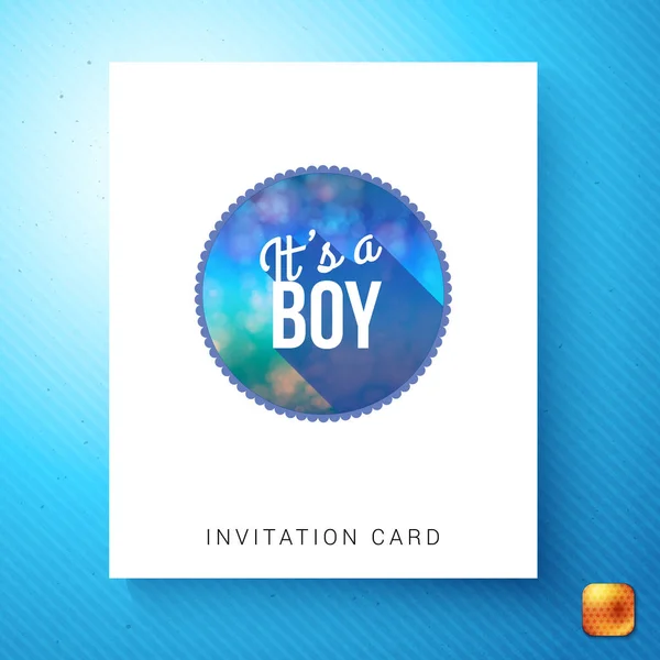 Cool Colored Its Boy Newborn Invitation Card Template White Rectangle — Stock Vector