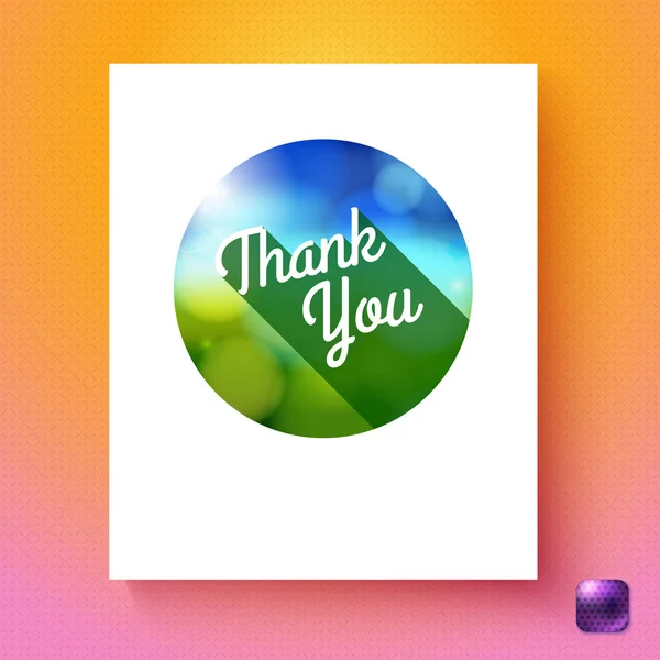 Thank You Text Circular Badge Card Template White Rectangle Orange — Stock Vector