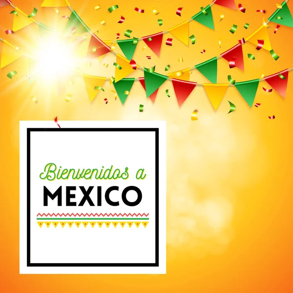 Poster Elementen Met Spaanse Taal Beschrijven Welkom Bij Mexico Onder — Stockvector