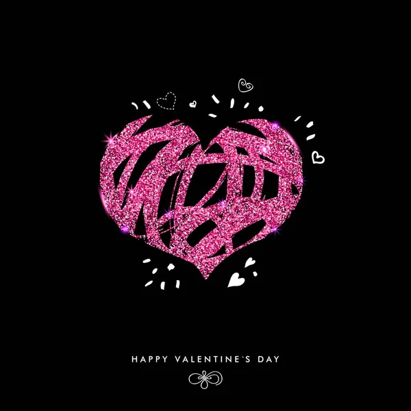 Illustrazione Vettoriale Del Concetto Carta Con Cuore Rosa Glitter Dettagli — Vettoriale Stock