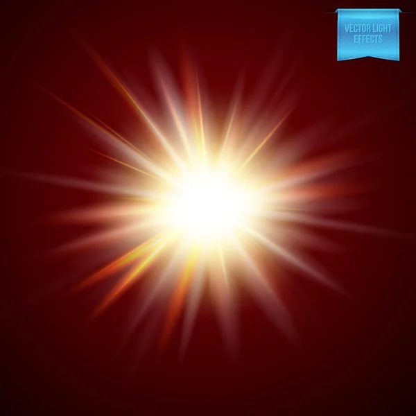 Brilhante Efeito Luz Explosão Estelar Ardente Com Uma Aura Brilhante — Vetor de Stock
