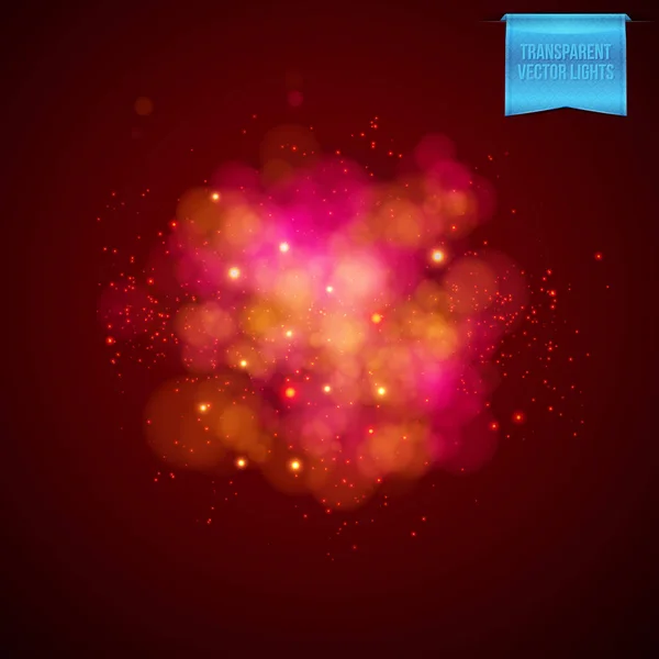 方形全帧多云红色爆炸效果与闪闪发光的灯光或恒星作为爆炸背景 — 图库矢量图片