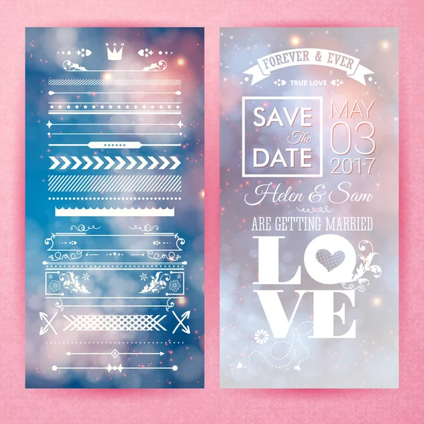 Pink Date Marriage Forever Ever Calendar Invitation Borders Frame Graphic — Stock Vector