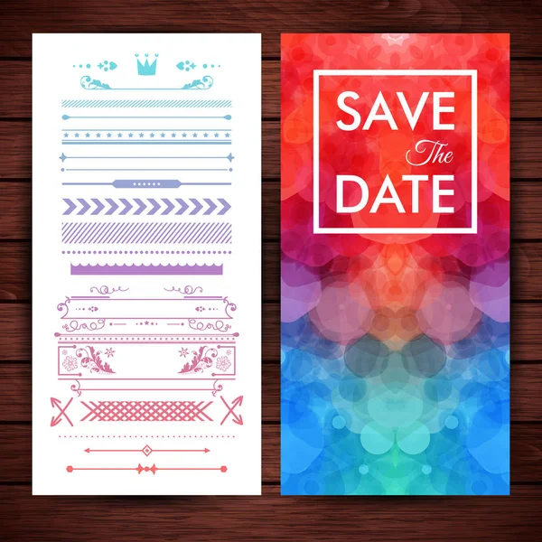 Rectangular Date Invitation Template Obscured Circular Background Optional Border Frame — Stock Vector