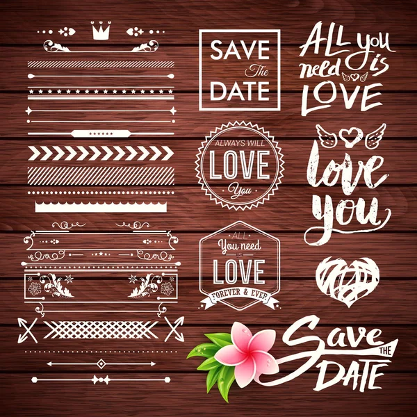 Vector Borders Lines Arrows Date All You Need Love Labels — Stock Vector