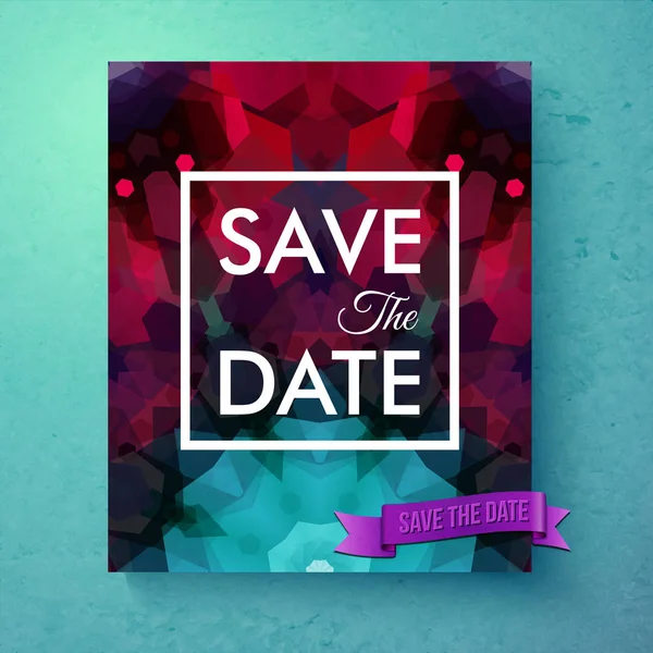 Generic Date Invitation Card Announcement Poster Template Green Red Symmetrical — Stock Vector