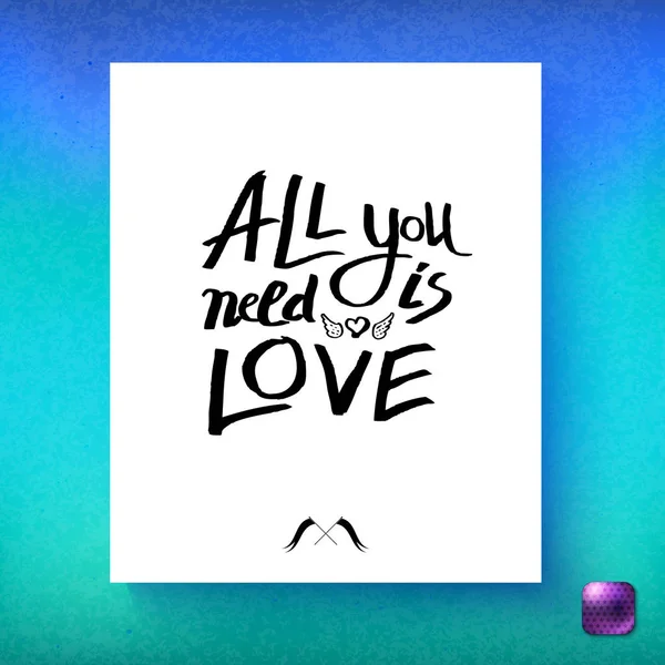 All You Need Love Inspirerande Gratulationskort Med Enkel Svart Vit — Stock vektor