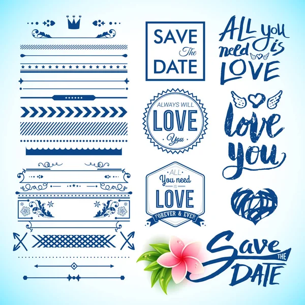 Různé Uložit Datum Vše Potřebujete Láska Popisky Jako Grafické Ikony Royalty Free Stock Vektory