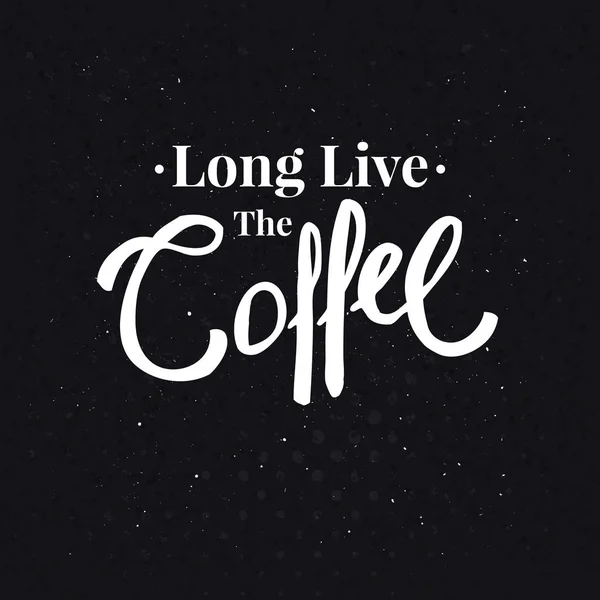 White Long Live Coffee Slogan Textured Black Background Patterned Dots — Stock Vector
