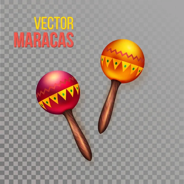 Vectorillustratie Twee Rode Oranje Muzikale Rammelaars Maracas — Stockvector