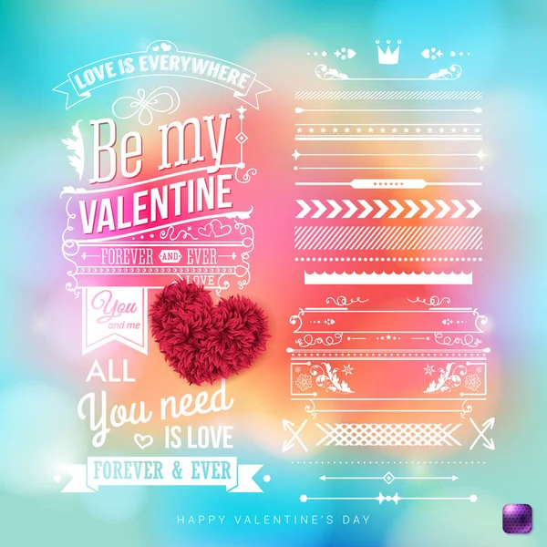 Valentines Day Card Template Extra Set Design Elements Colorful Shiny — Stock Vector