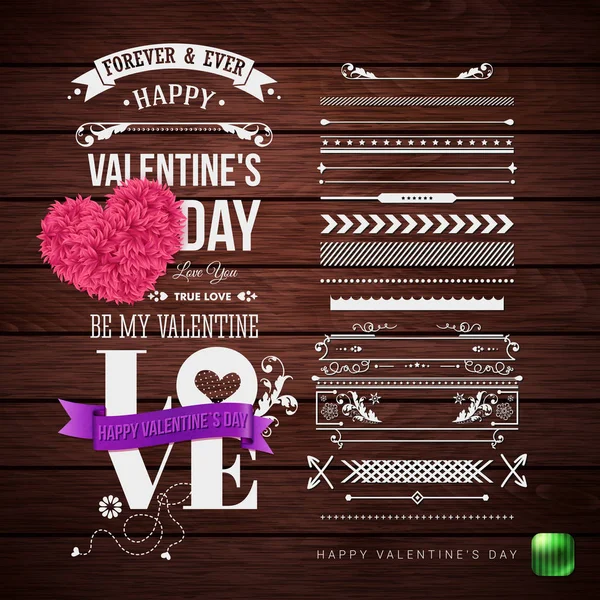 Set Elements Your Valentines Day Card Design Typographic Text Various — Stock Vector
