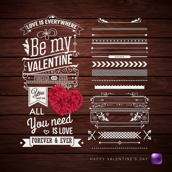 Valentines Day Card Additional Set Design Elements Retro Style Vector — Stock Vector