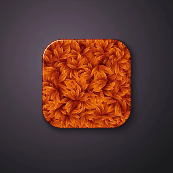 Autumn Leaves Texture Icon Stylized Mobile App Vector Illustration — Stock Vector