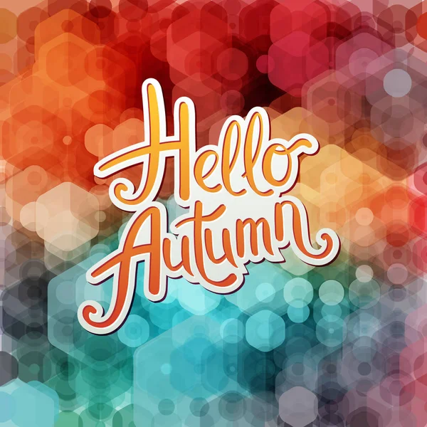 Vibrant Hello Design Automne Avec Texte Orange Blanc Coloré Sur — Image vectorielle