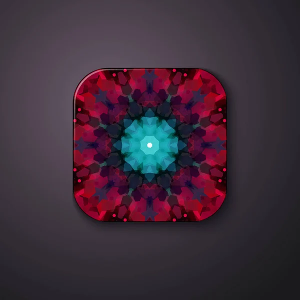 Abstract Geometrical Red Blue Floral Pattern Square Button Rounded Corners Royalty Free Stock Illustrations