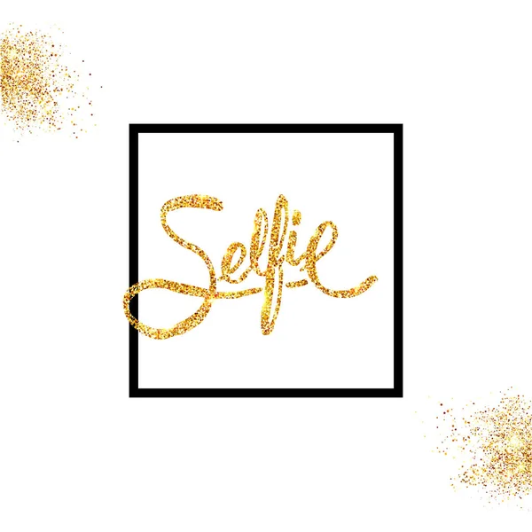 Golden Glitter Selfie Concept White Fondo Con Marcos Negros Polvo Vectores De Stock Sin Royalties Gratis