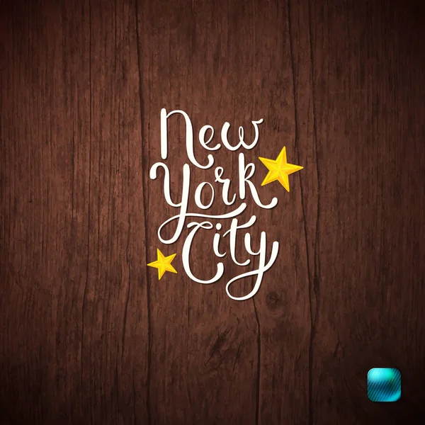 Simple White Text Design New York City Concept Abstract Wooden — Stock Vector