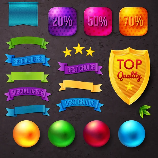 Large Collection Bright Vibrant Sale Buttons Ribbon Banners Percentage Reductions Vector Graphics