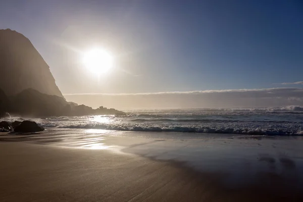 Hermosa Puesta Sol Playa Sintra Portugal —  Fotos de Stock