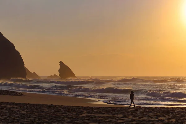 Der Wunderschöne Sonnenuntergang Strand Von Sintra Portugal — Stockfoto