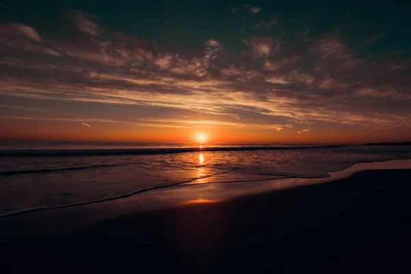 Beau Coucher Soleil Sur Plage Carcavelos Cascais Lisbonne Portugal — Photo