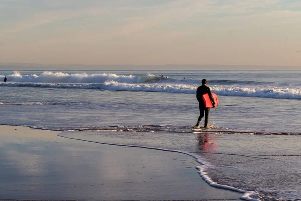 Beau Coucher Soleil Sur Plage Carcavelos Cascais Lisbonne Portugal — Photo