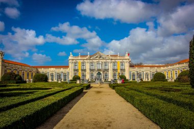 Cephe ve Bahçe Queluz Ulusal Sarayı, Sintra, Lisbon, Portekiz