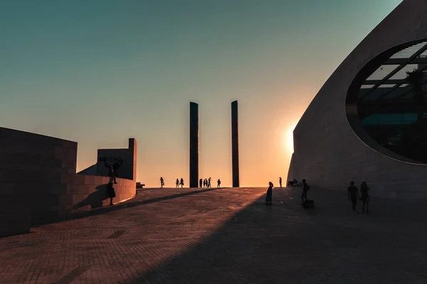 Wunderschöner Sonnenuntergang Auf Der Champalimaud Foundation Lisbon Portugal — Stockfoto
