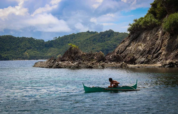 Barcos Pesca Madeira Tradicionais Das Filipinas — Fotografia de Stock