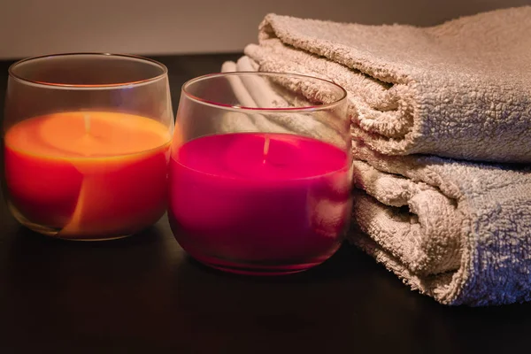 Spa Still Life Aromatic Candles — Stock Photo, Image