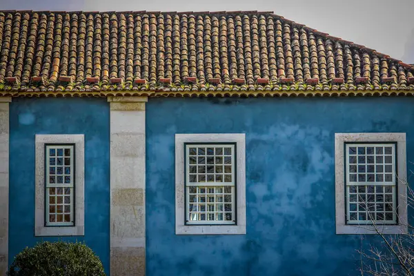 Ein Blaues Haus Auf Dem Queluz National Palace Park Sintra — Stockfoto