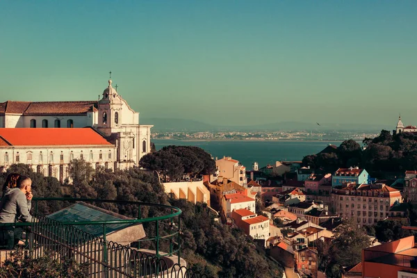 Lisszabonban Portugáliában Tajo Folyóra Panorámás Kilátást Nyújtó — Stock Fotó