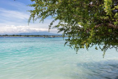 Gili Trawangan Adaları 'nın turkuaz mavisi, Lombok, Endonezya