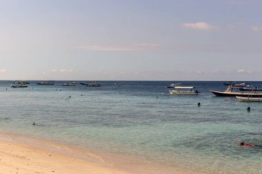 Gili Trawangan Adaları 'nın turkuaz mavisi, Lombok, Endonezya