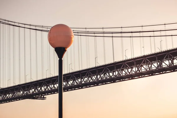 Puesta Sol Lisboa Puente Abril Río Tajo Lisboa Portugal — Foto de Stock