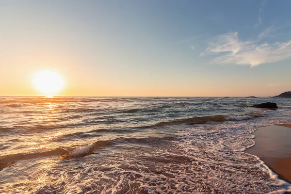 Beau Coucher Soleil Sur Plage Adraga Sintra Lisbonne Portugal — Photo