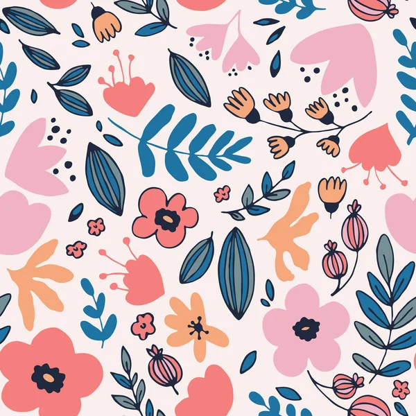 Motif Floral Avec Feuilles Fleurs Fantastiques — Image vectorielle