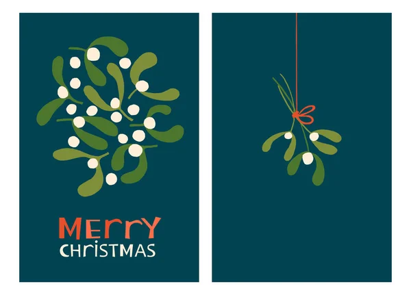Рождественские открытки с омелой — стоковый вектор