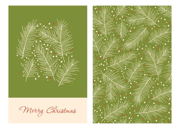 Cartes de voeux de Noël avec branches de pin — Image vectorielle