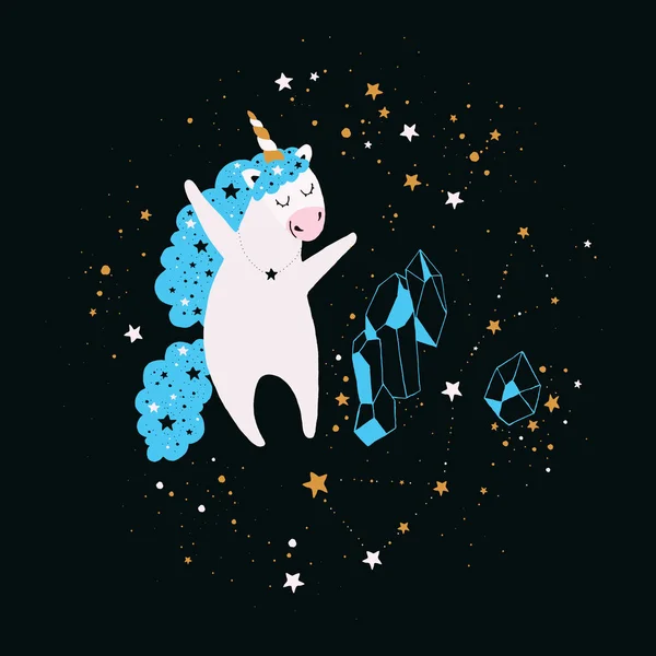 Stellar Unicorn Sticker - Stok Vektor