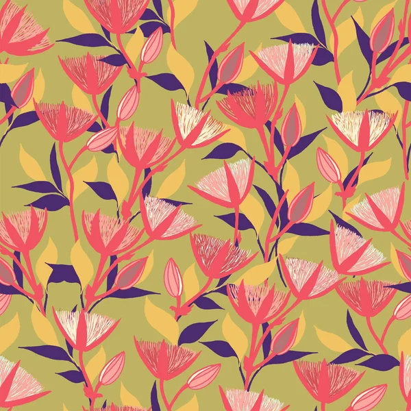 1715 Moody Flowers seamless pattern — Stock Vector