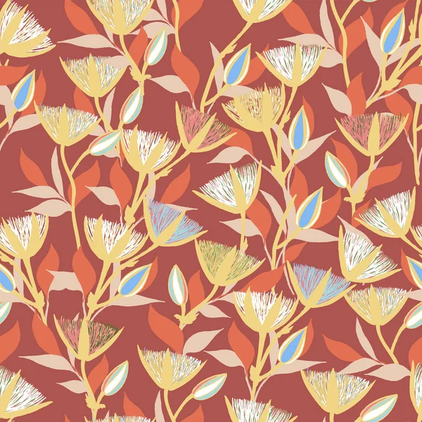 1698 Moody Flowers seamless pattern — Stock Vector