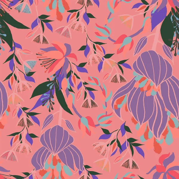 Moody Flowers seamless pattern — Stock Vector