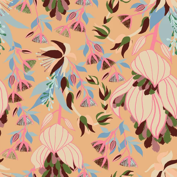 1699 Moody Flowers seamless pattern — Stock Vector