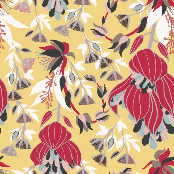 ムーディー花のシームレスなパターン — ストックベクタ